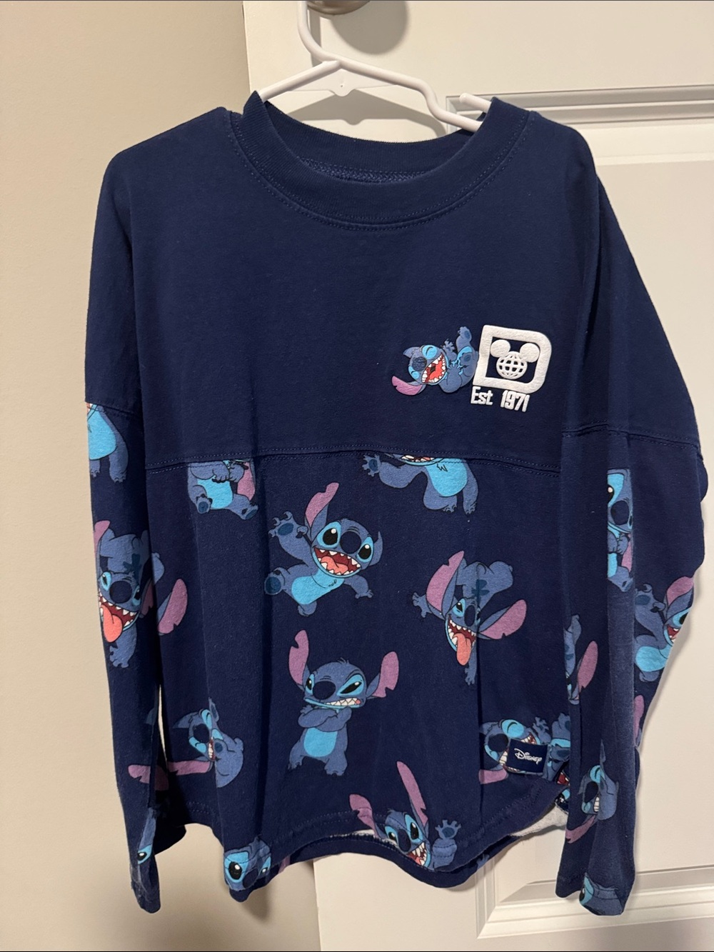 Disney Navy & Blue Stitch All-Over Print Kids Long-Sleeve Spirit Jersey